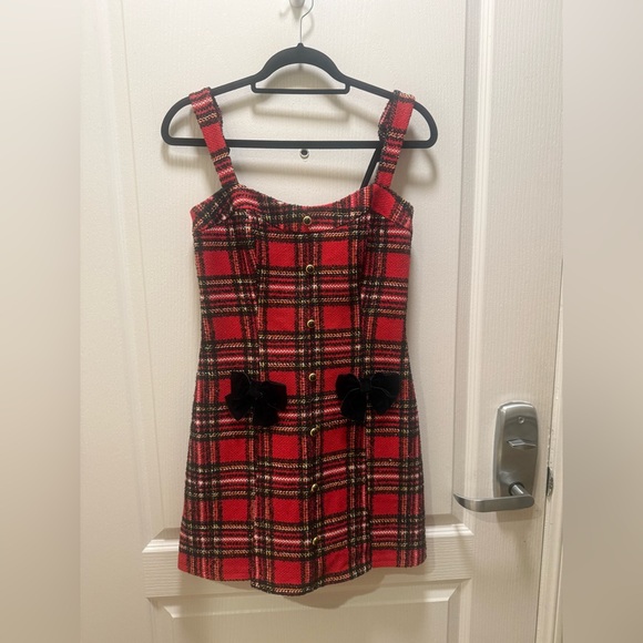 Moon River - Missie Red Plaid Mini Dress Brunch Vacation Dress Size S NWT - Picture 5 of 7